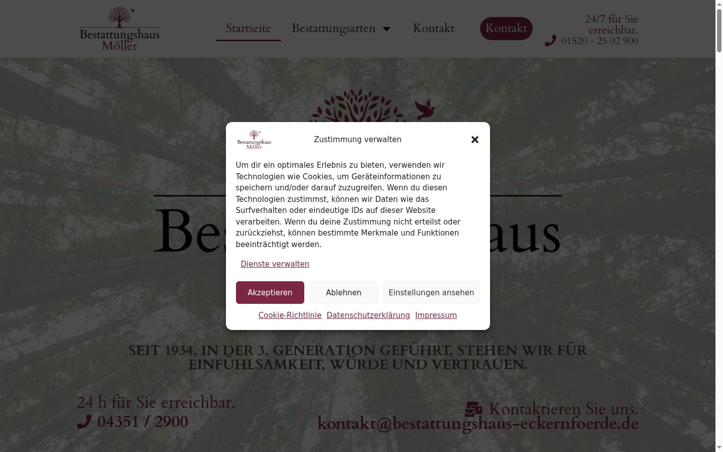 Screenshot del banner di consenso mostrato prima di qualsiasi interazione
