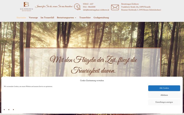 Screenshot of bestattungshaus-eichhorn.de