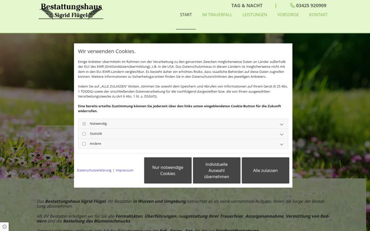 Screenshot of bestattungshaus-fluegel.de