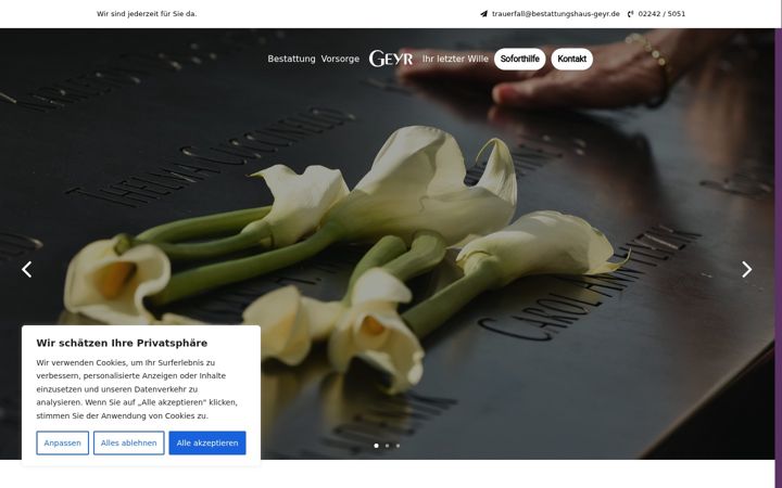 Zrzut ekranu bestattungshaus-geyr.de
