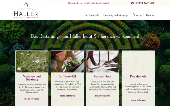 Zrzut ekranu bestattungshaus-haller-gmuend.de