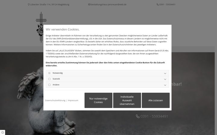 Screenshot of bestattungshaus-jensreuer.de