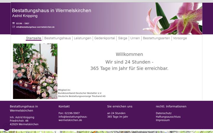 Screenshot of bestattungshaus-wermelskirchen.de