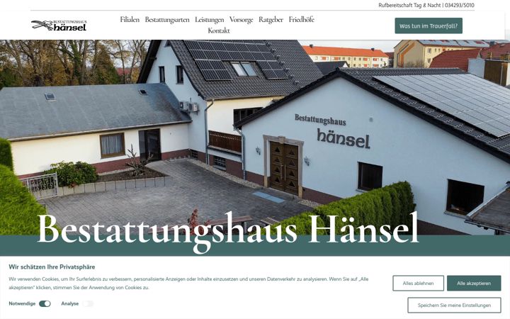 Screenshot von bestattungshaushaensel.de