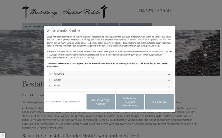 Екранна снимка на bestattungsinstitut-rohde.de