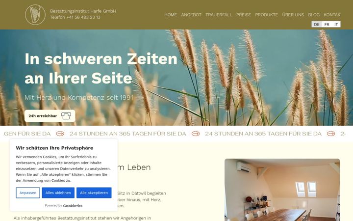Екранна снимка на bestattungsinstitut.ch