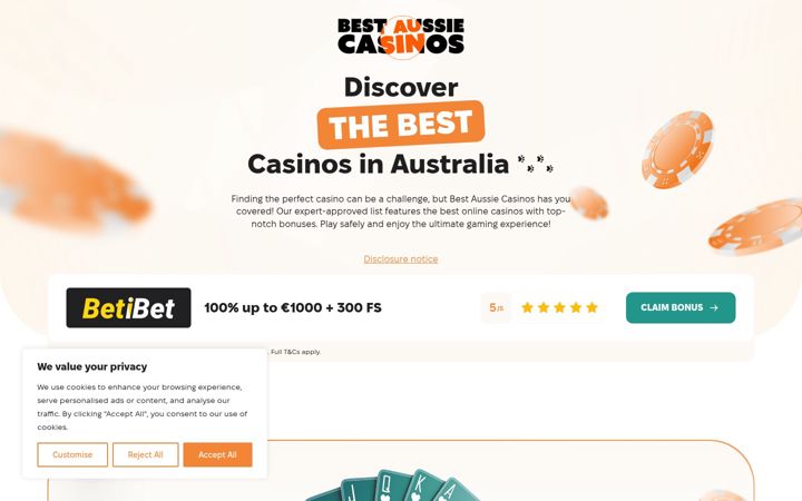 Screenshot of bestaussiecasinos.com