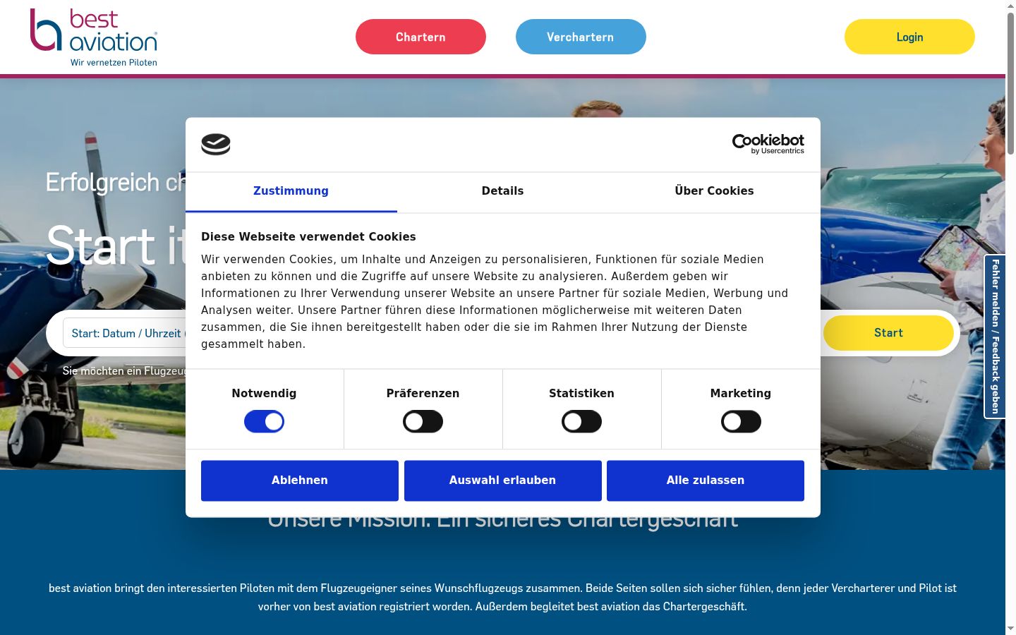 Screenshot of the consent banner shown before any interaction