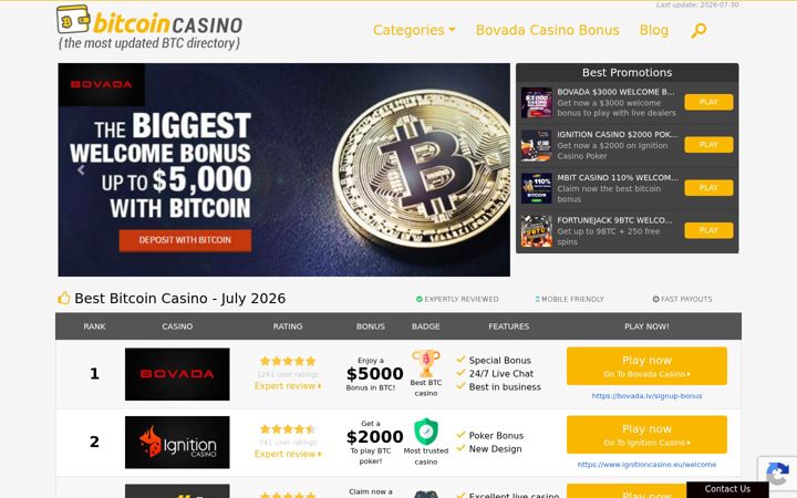 Screenshot stránky bestbitcoincasino.directory