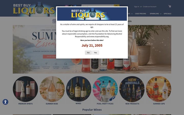 Screenshot of bestbuyliquors.com