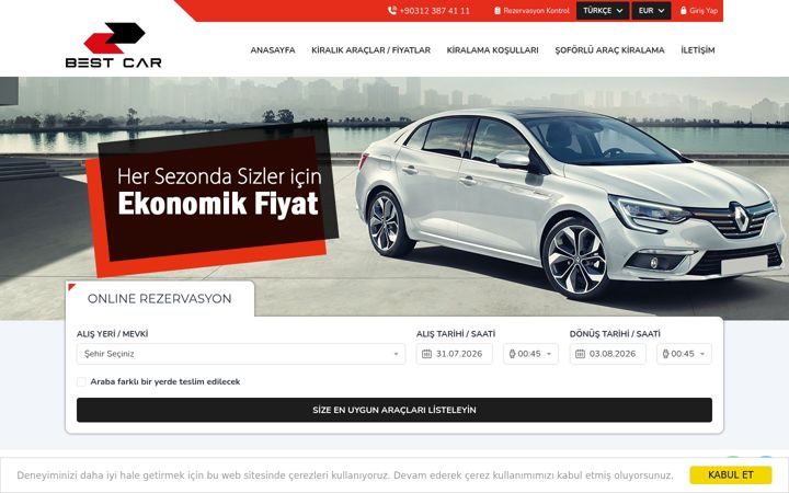 Screenshot of bestcarrental.com.tr