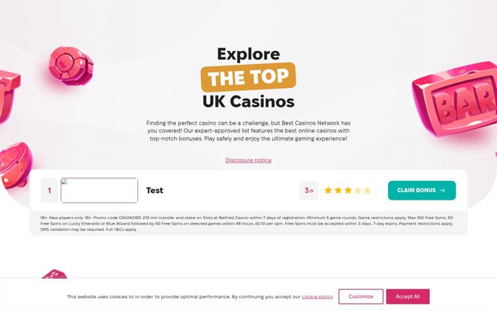 Screenshot of bestcasinosnetwork.com
