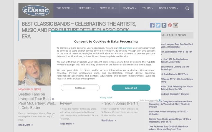 Screenshot of bestclassicbands.com