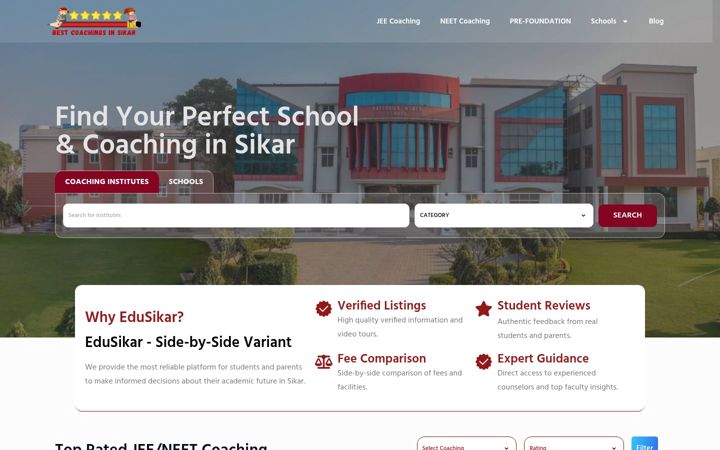 Screenshot of bestcoachingsinsikar.com