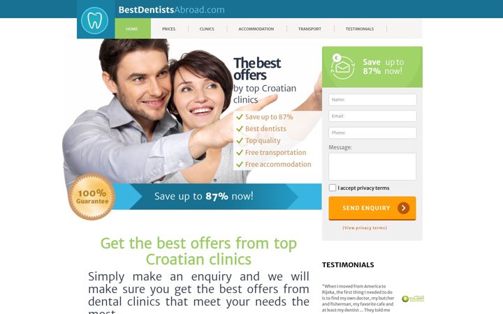 Screenshot of bestdentistsabroad.com