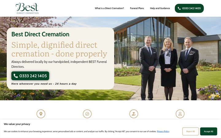 Screenshot of bestdirectcremation.co.uk