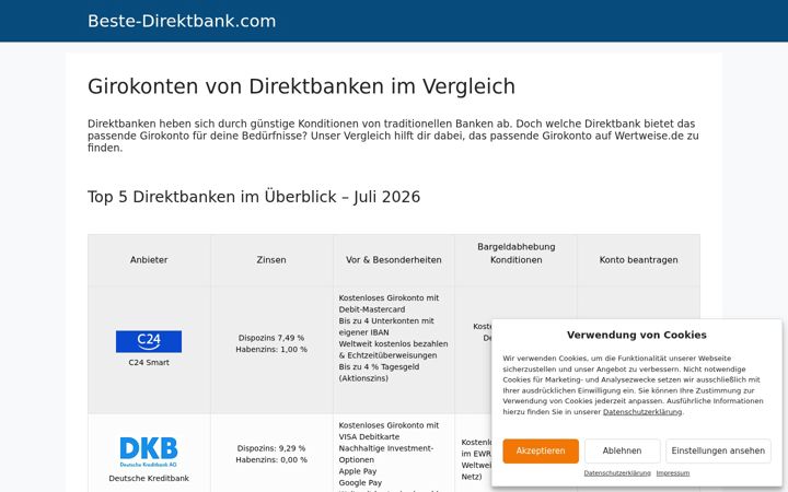Screenshot of beste-direktbank.com