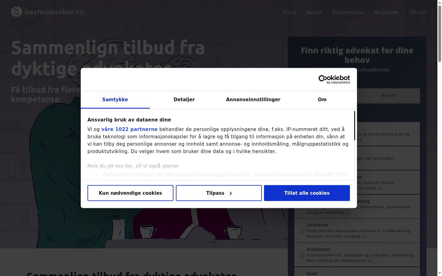Screenshot van de toestemmingsbanner zoals getoond vóór enige interactie