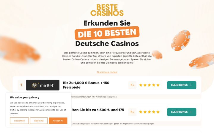 Screenshot of bestecasinos.com