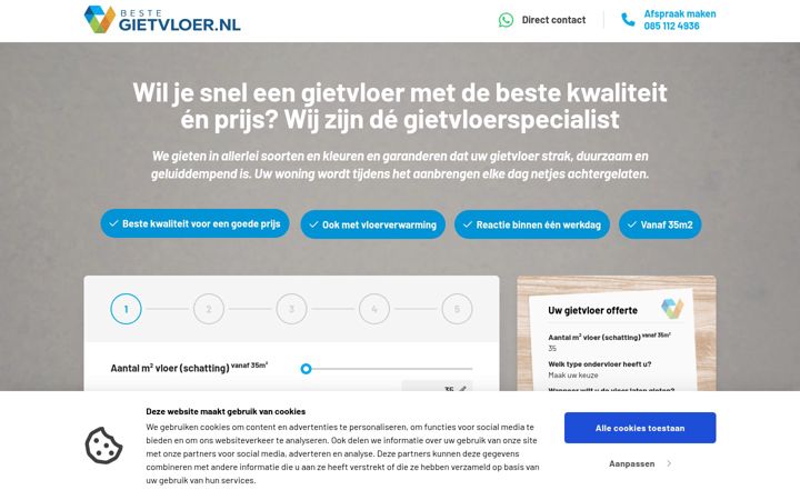 Screenshot of bestegietvloer.nl