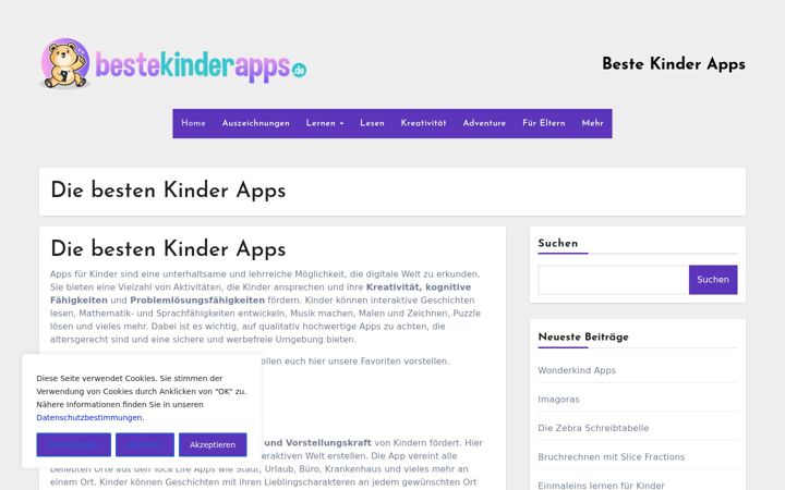 Zrzut ekranu bestekinderapps.de