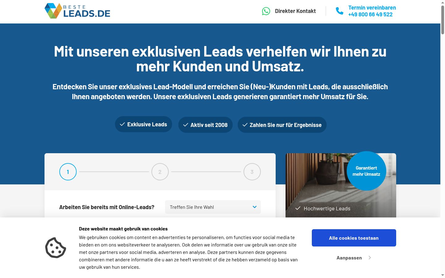 Screenshot des Einwilligungsbanners vor jeglicher Interaktion