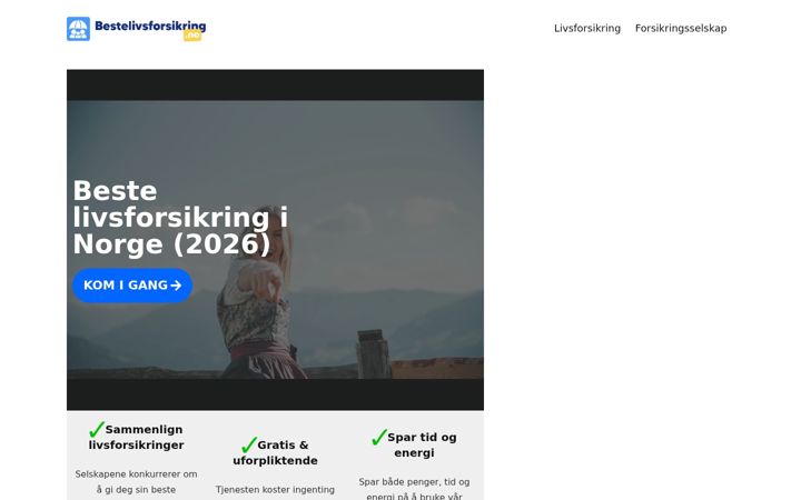 Screenshot of bestelivsforsikring.no
