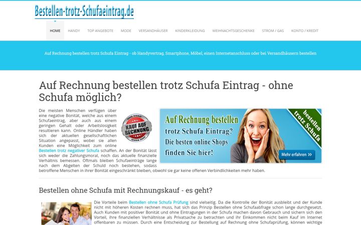 Zrzut ekranu bestellen-trotz-schufaeintrag.de