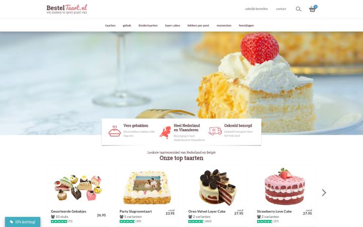 Screenshot of besteltaart.nl