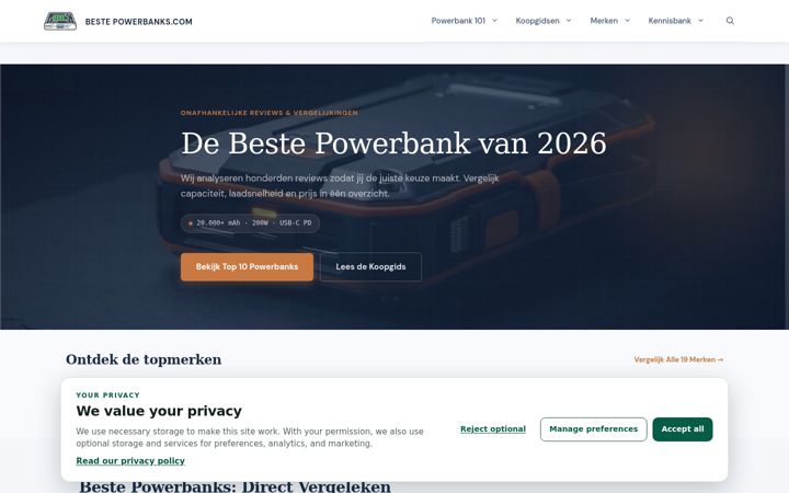 Screenshot of bestepowerbanks.com