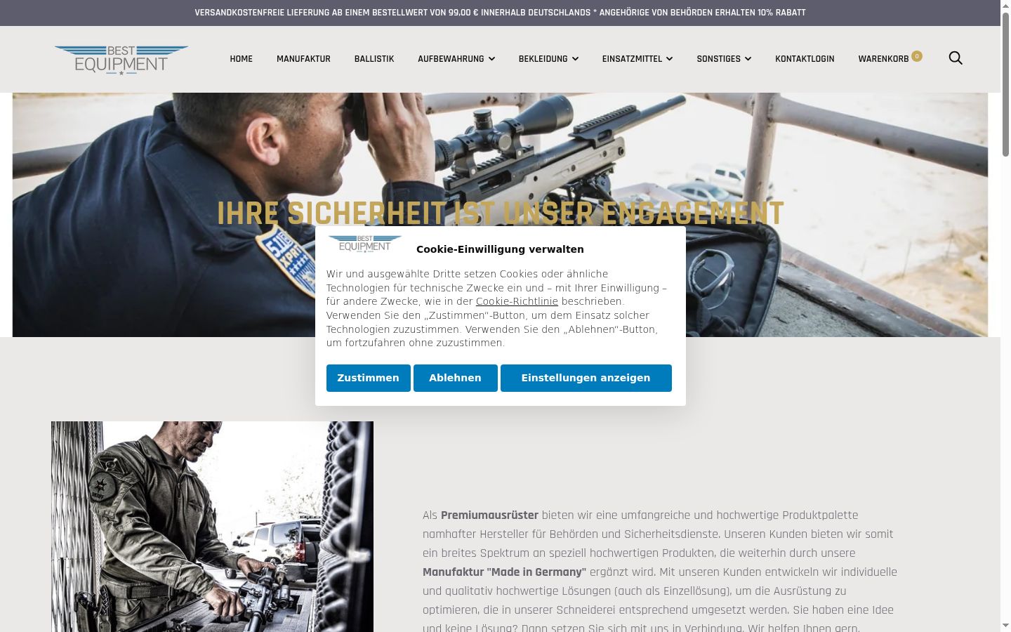 Screenshot del banner di consenso mostrato prima di qualsiasi interazione