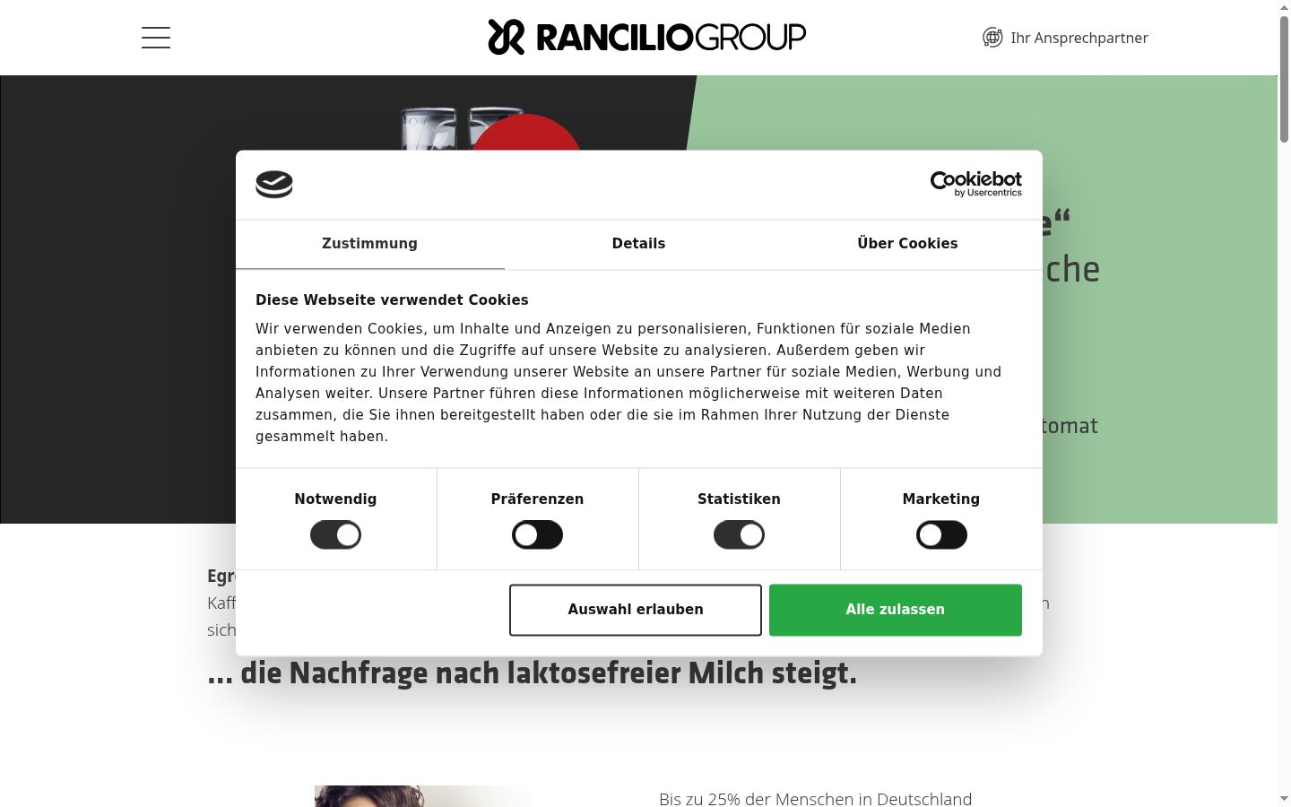Screenshot of the consent banner shown before any interaction