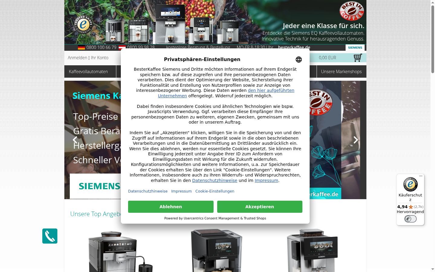 Captură de ecran a bannerului de consimțământ afișat înainte de orice interacțiune