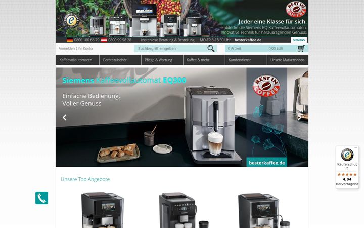 Screenshot of besterkaffee.de