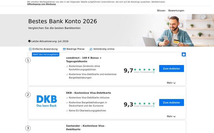 Screenshot van bestesbankkonto.de