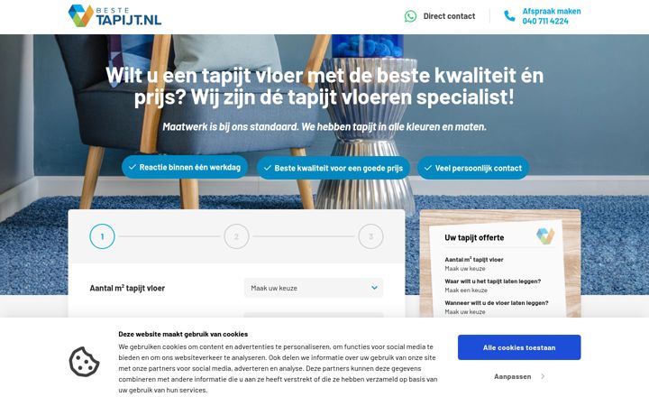 Screenshot of bestetapijt.nl