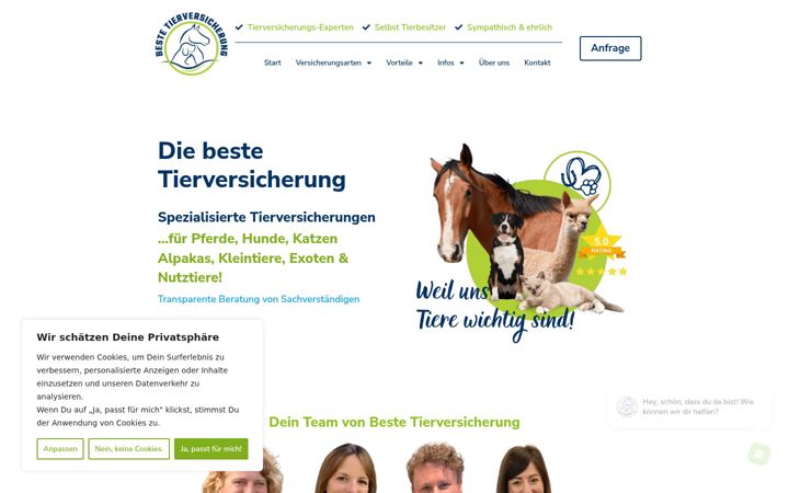 Screenshot van bestetierversicherung.de