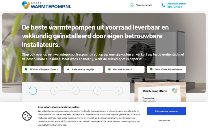 Screenshot of bestewarmtepomp.nl