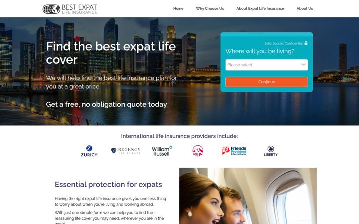 Screenshot of bestexpatlifeinsurance.com