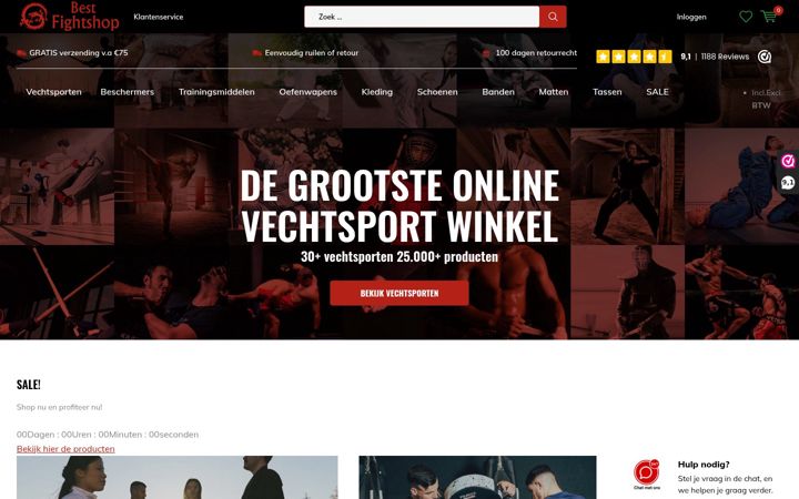 Ekrānuzņēmums no bestfightshop.nl