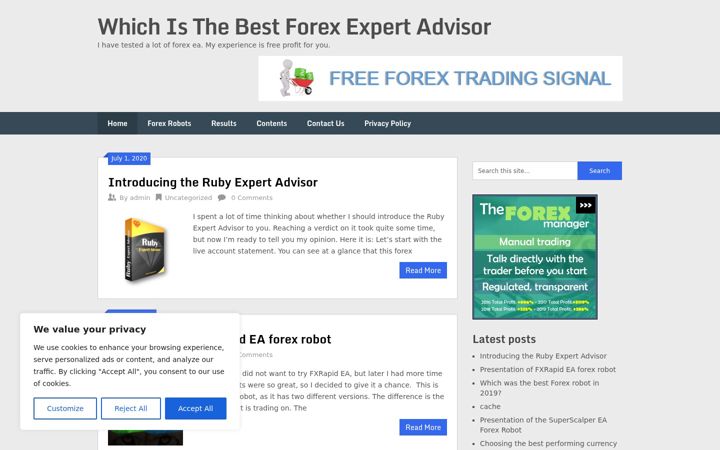 Screenshot of bestforexexpertadvisors.com