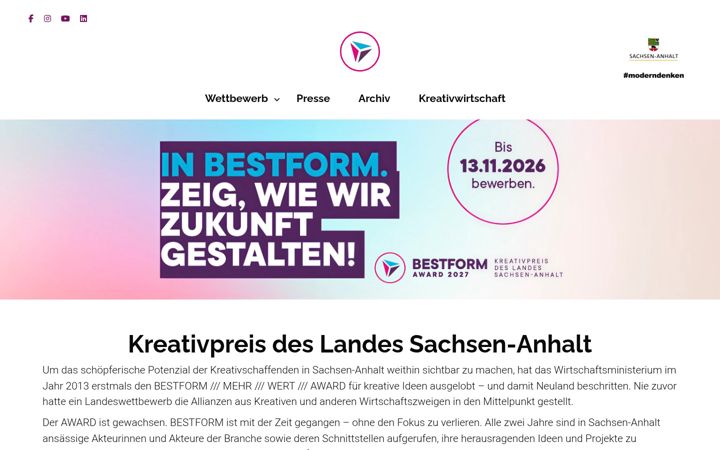 Screenshot of bestform-sachsen-anhalt.de