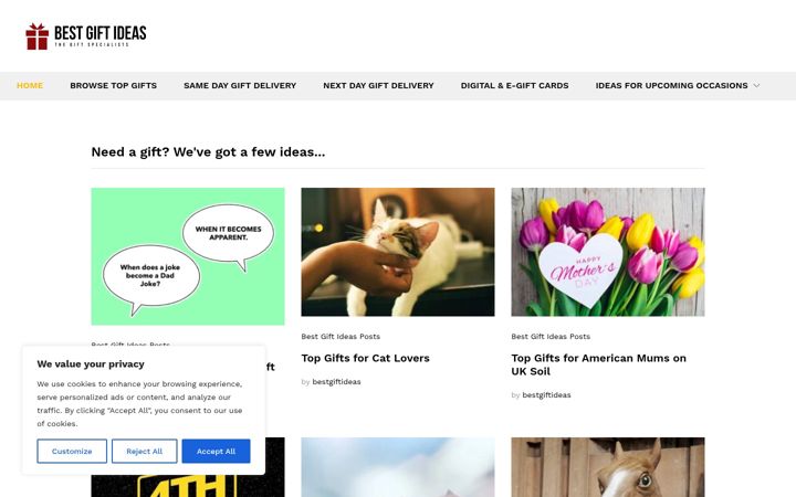 Screenshot of bestgiftideas.co.uk