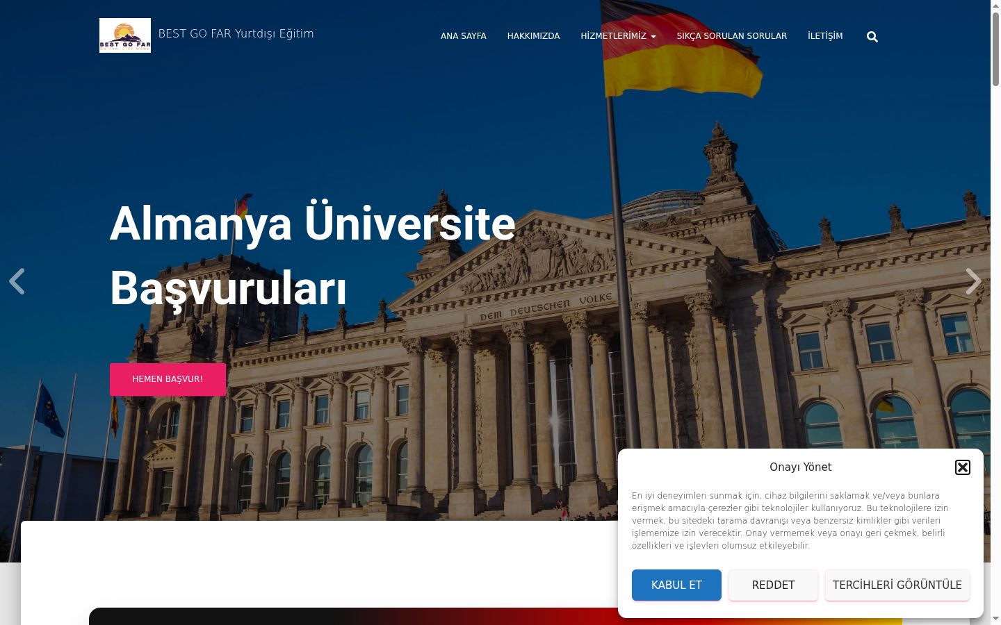 Screenshot del banner di consenso mostrato prima di qualsiasi interazione