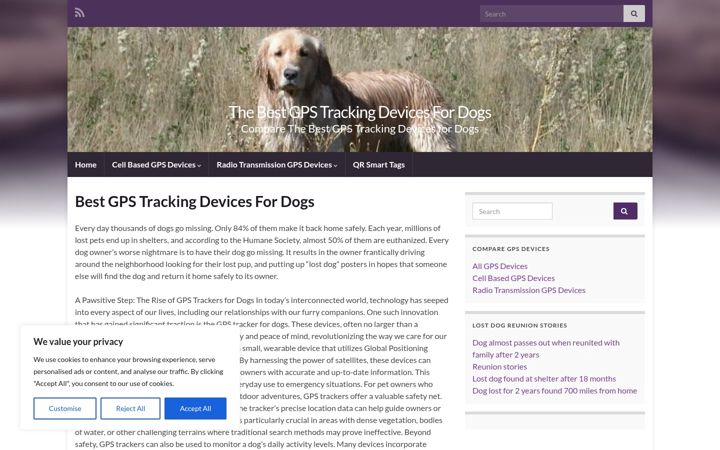 Screenshot of bestgpsfordogs.com