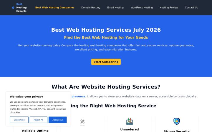 Screenshot of besthostingexperts.com