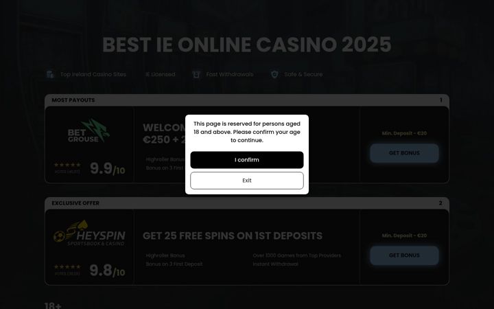 Screenshot of bestieonlinecasinos.com