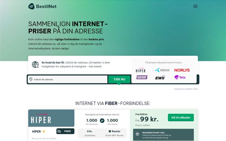 Screenshot of bestilnet.dk