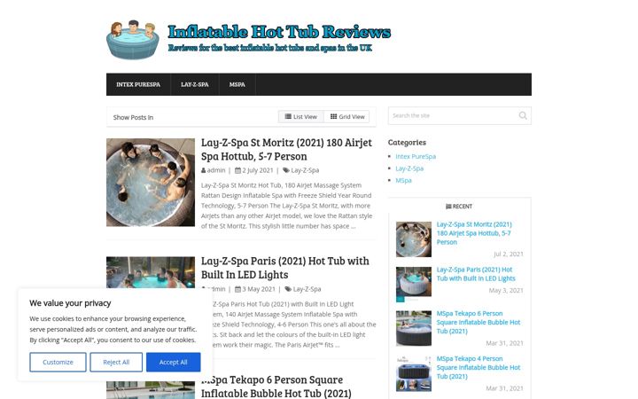 Zrzut ekranu bestinflatablehottub.co.uk