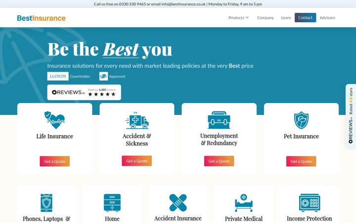 Screenshot of bestinsurance.co.uk